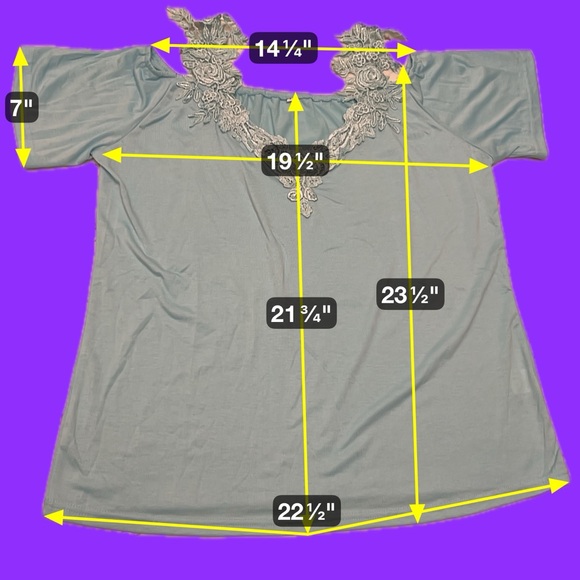 Women's Blue Blouse with Floral Lace - Picture 3 of 9